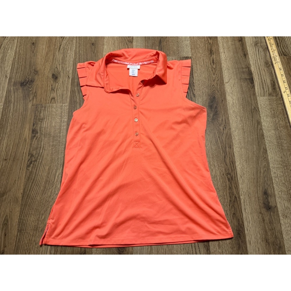 Sigrid Olsen Golf+Tennis Shirt Women's Medium Orange Sleeveless 1/4 Button